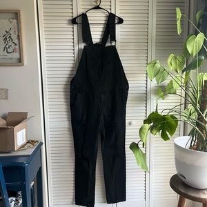 NWOT Men’s Black Distressed Denim Overalls from Forever 21